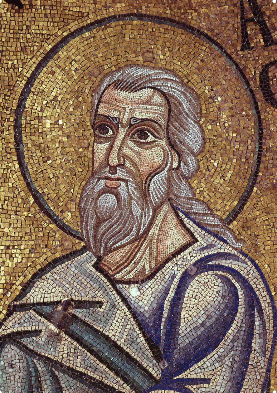 O Profeta Habacuque Detalhe dos Mosaicos Interiores na Basílica de São Marcos, século XII de Byzantine Byzantine