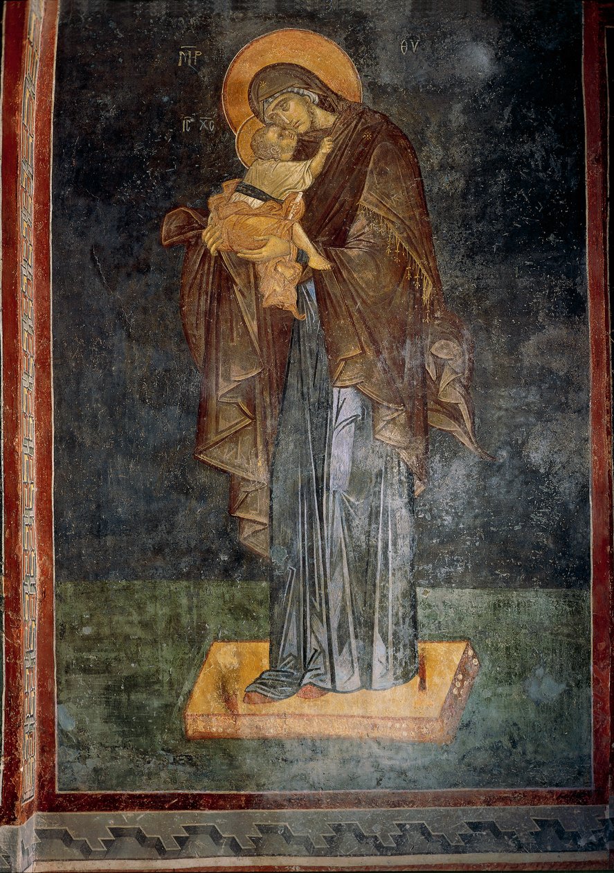 Virgem e Criança (fresco) de Byzantine Byzantine