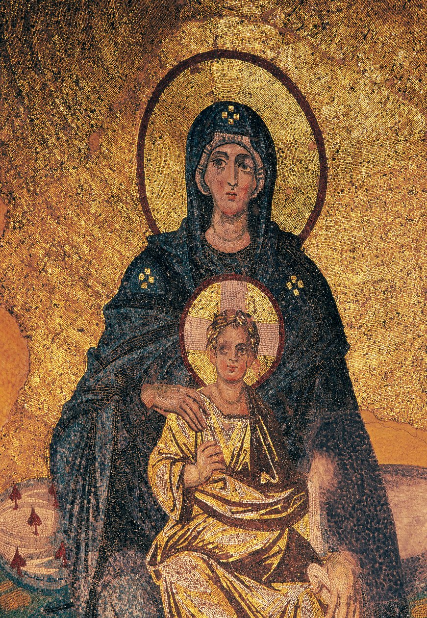Virgem e Criança entronizadas (mosaico) de Byzantine Byzantine