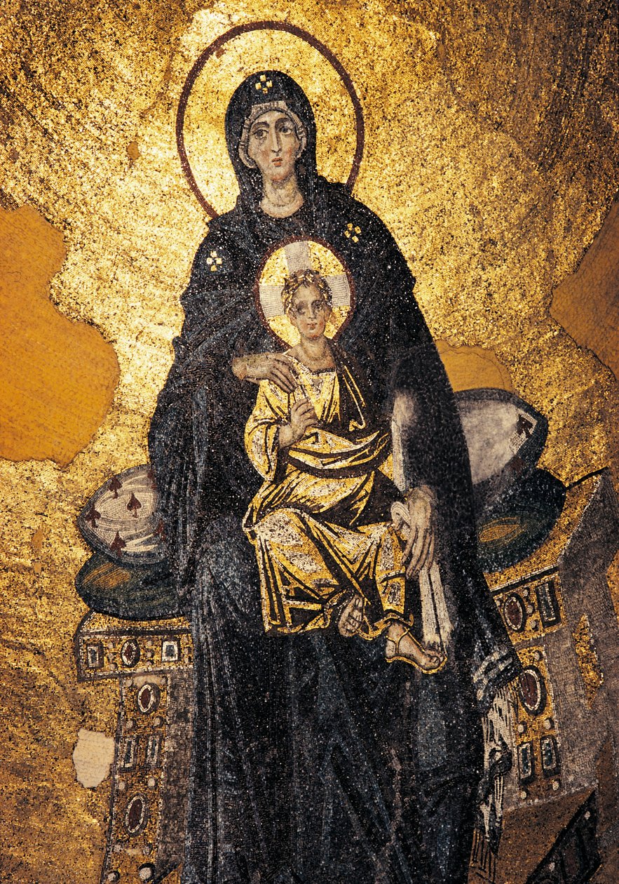 Virgem e Criança entronizadas (mosaico) de Byzantine Byzantine