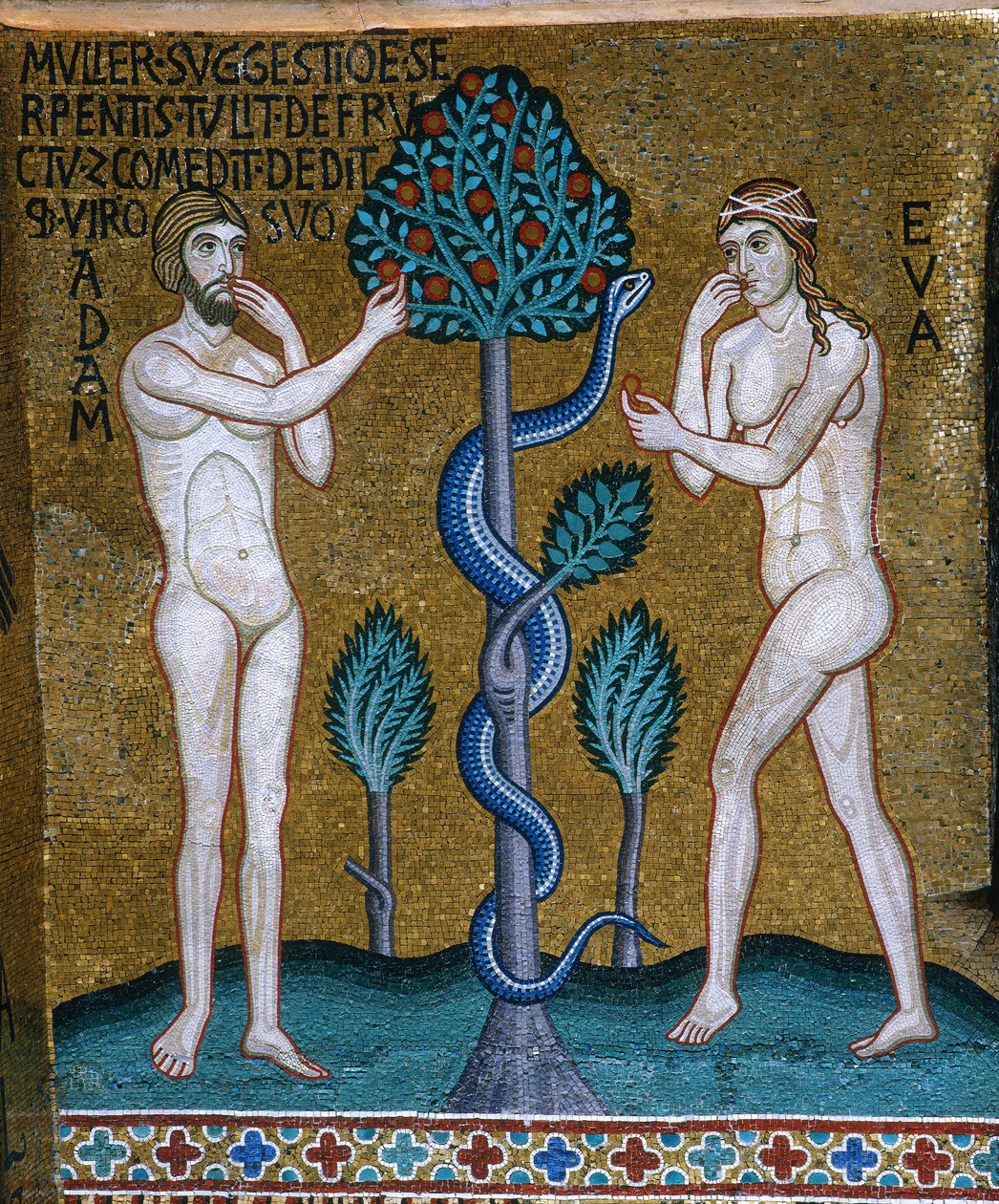 Adão e Eva. A Queda, 1140-1170. de Byzantine Master.