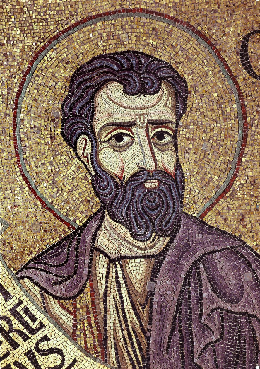 O Profeta Oséias Detalhe dos Mosaicos Interiores na Basílica de São Marcos, século XII de Byzantine Byzantine