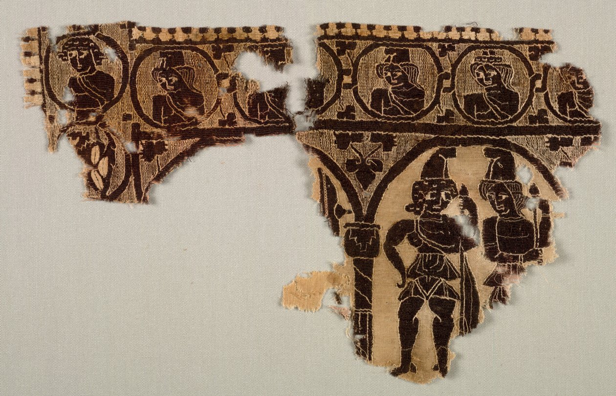 Ornamento do Pescoço de uma Túnica, 400s (tapeçaria com envoltório suplementar de trama, linho não tingido e lã tingida) de Byzantine Period Egyptian