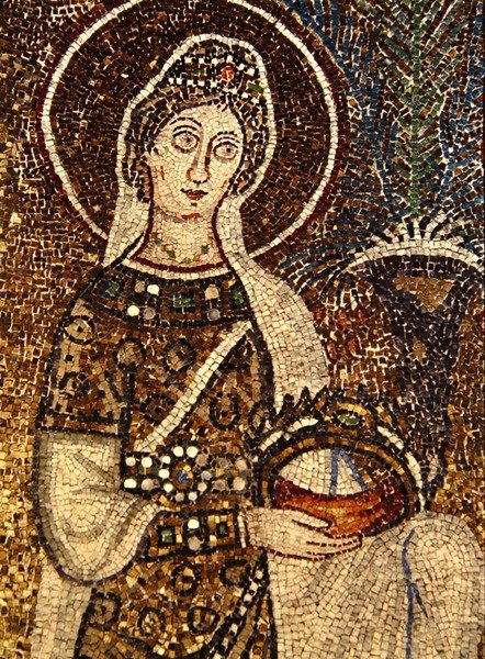 Uma Virgem Mártir (mosaico) (ver também 58073) de Byzantine School