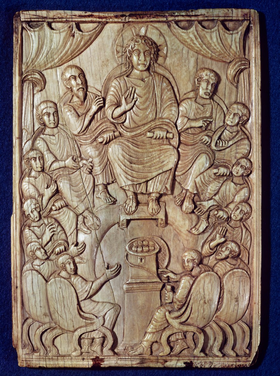 Cristo com os doze apóstolos de Byzantine School