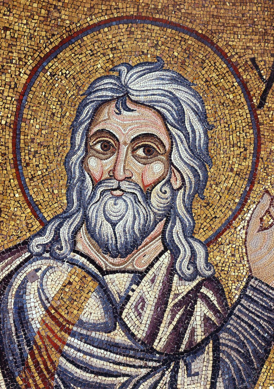 Detalhe do Profeta Isaías (mosaico) de Byzantine School