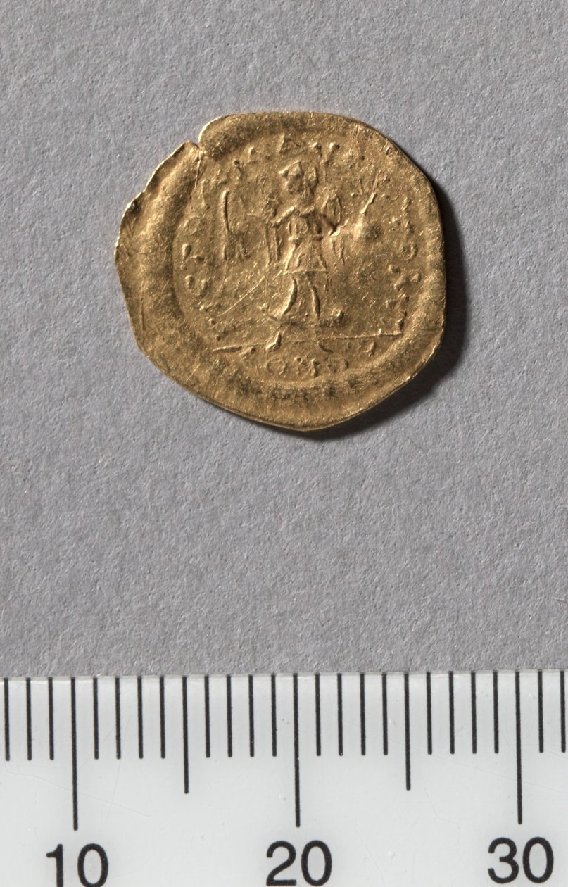 Meio Tremissis de Justiniano I, Constantinopla, 527-565 (ouro) de Byzantine School