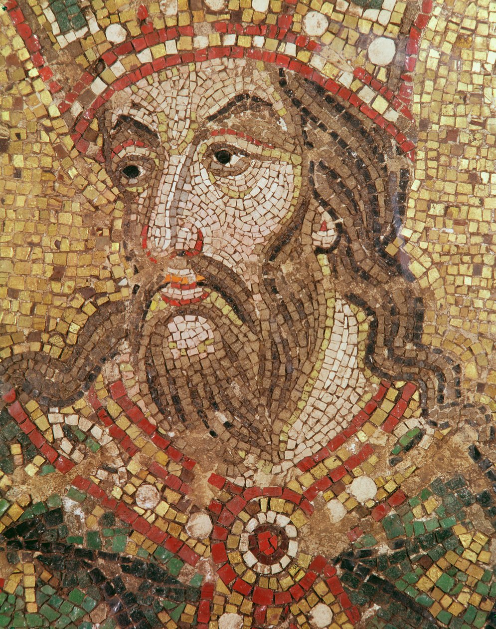 Cabeça de um rei (mosaico) (detalhe) de Byzantine School
