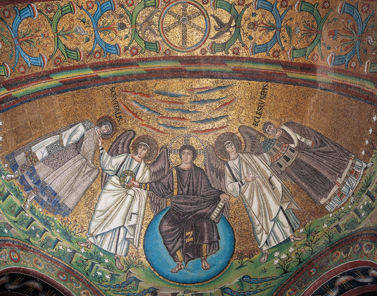 Itália, Emilia-Romagna, Ravenna, Basílica de San Vitale, Mosaico da Bacia Absidial de Byzantine School