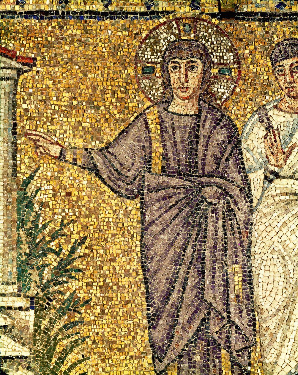 Jesus, pormenor de "A ressurreição de Lázaro", século VI (mosaico) de Byzantine School