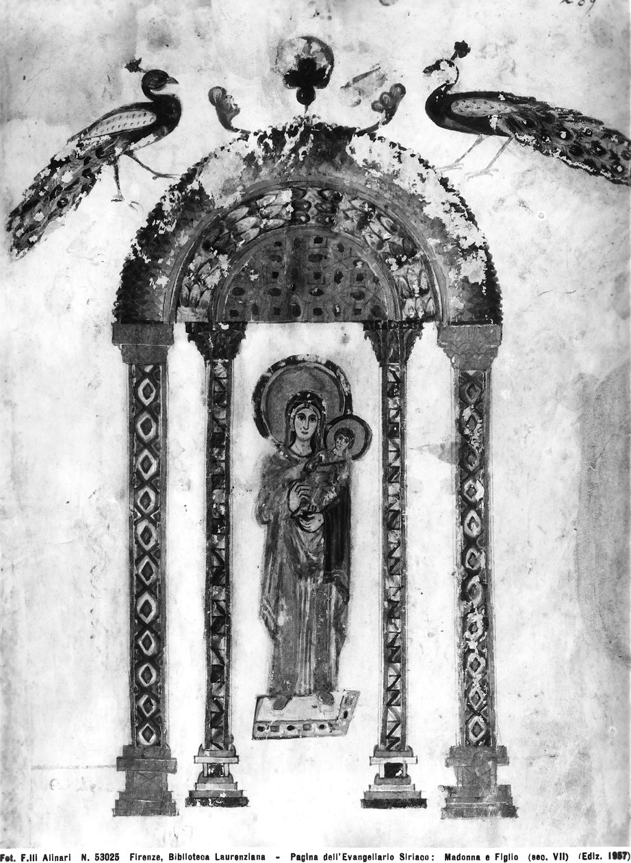 Madonna and Child, fólio dos Evangelhos Rabula, 586 DC (têmpera em pergaminho) de Byzantine School