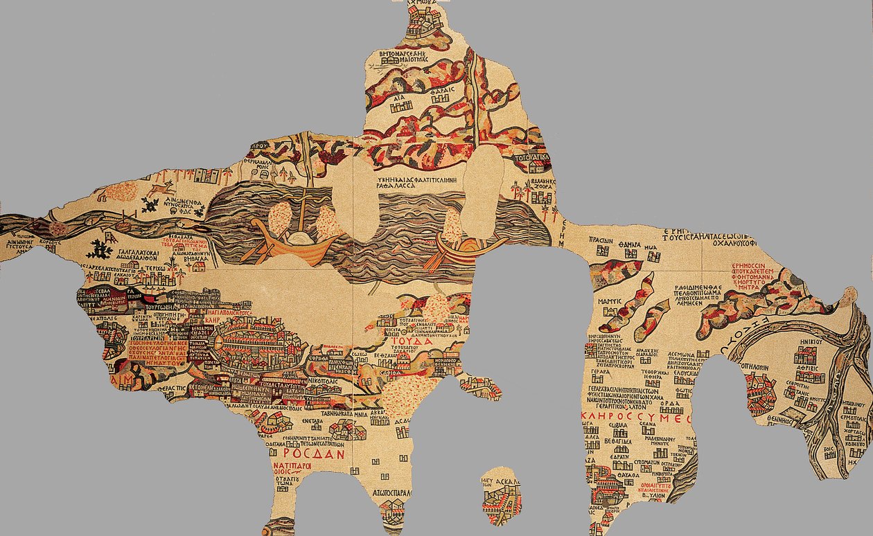 Mapa, madaba, jordânia, (mosaic) de Byzantine School
