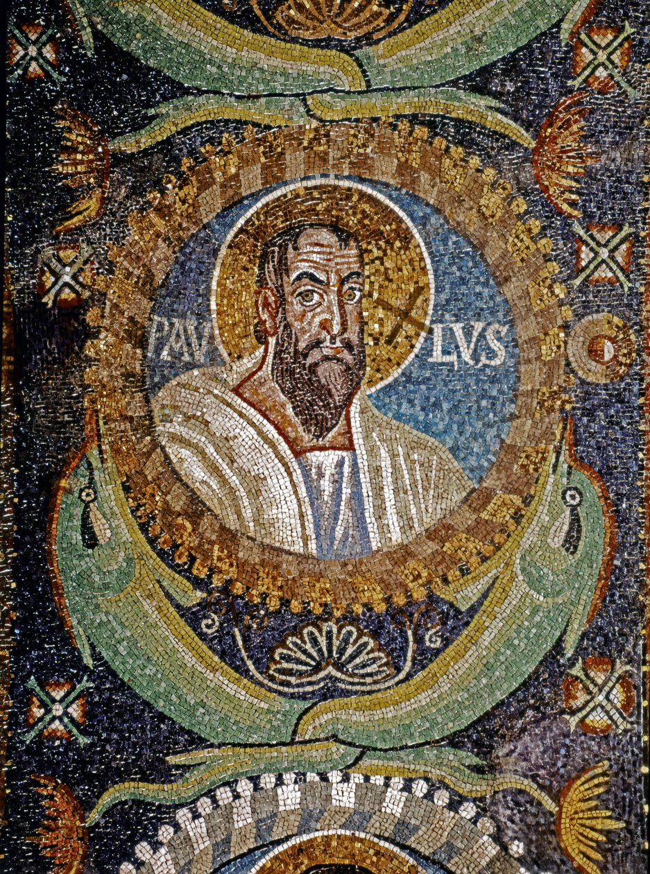 PAULUS: Mosaico bizantino, século VI (mosaico) de Byzantine School