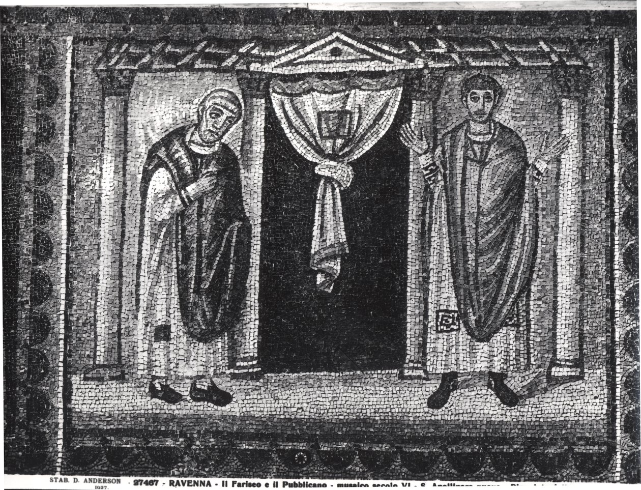 Parábola do fariseu e do cobrador de impostos (mosaico) de Byzantine School