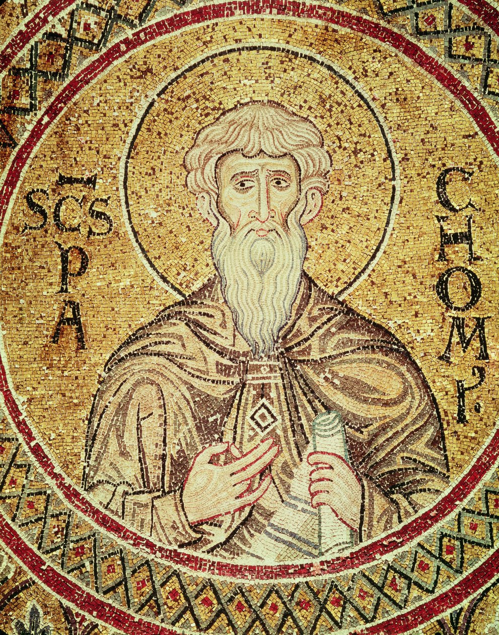 São Pacômio (d.346) (mosaico) de Byzantine School