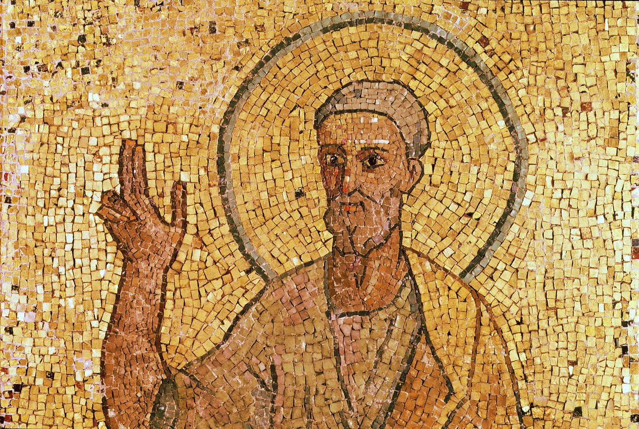 São Pedro, da Cripta de São Pedro, c.700 dC (mosaico) (ver também 151555) de Byzantine School