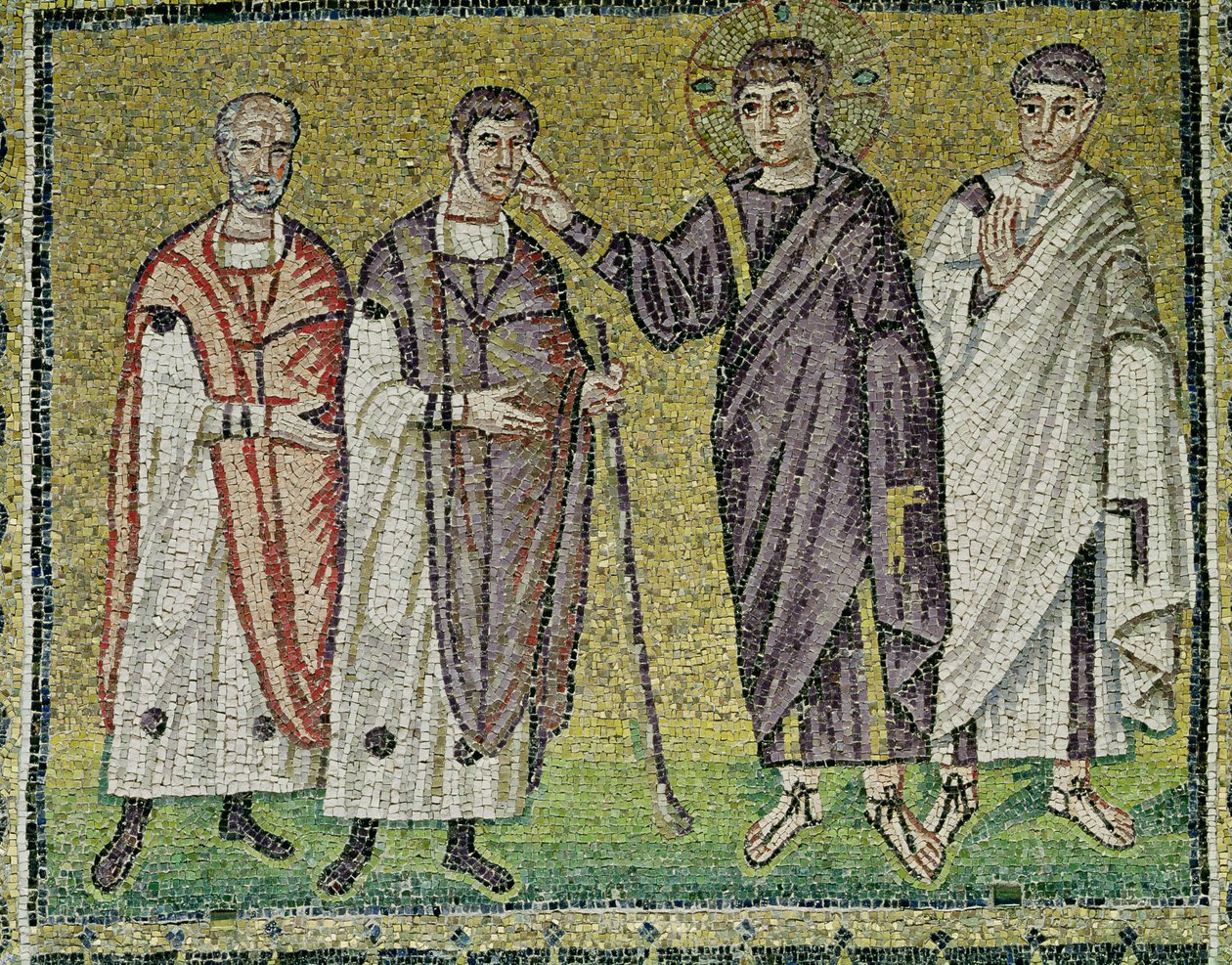 A Cura de Dois Homens Cegos de Jericó, Cenas da Vida de Cristo (mosaico) de Byzantine School