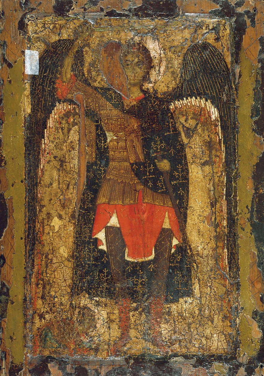 A Aparição do Arcanjo Miguel a Josué, o filho de Freira, no início do século XIII. de Byzantine icon.