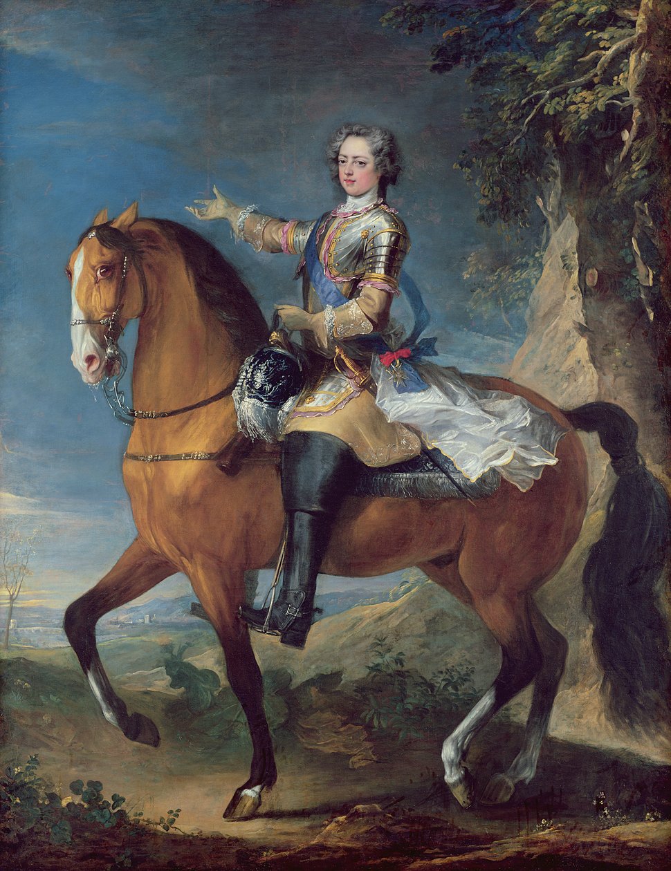 Retrato equestre de Luís XV (1710-1774) com treze anos de idade, 1723 de C. and Van Loo, J. B. Parrocel
