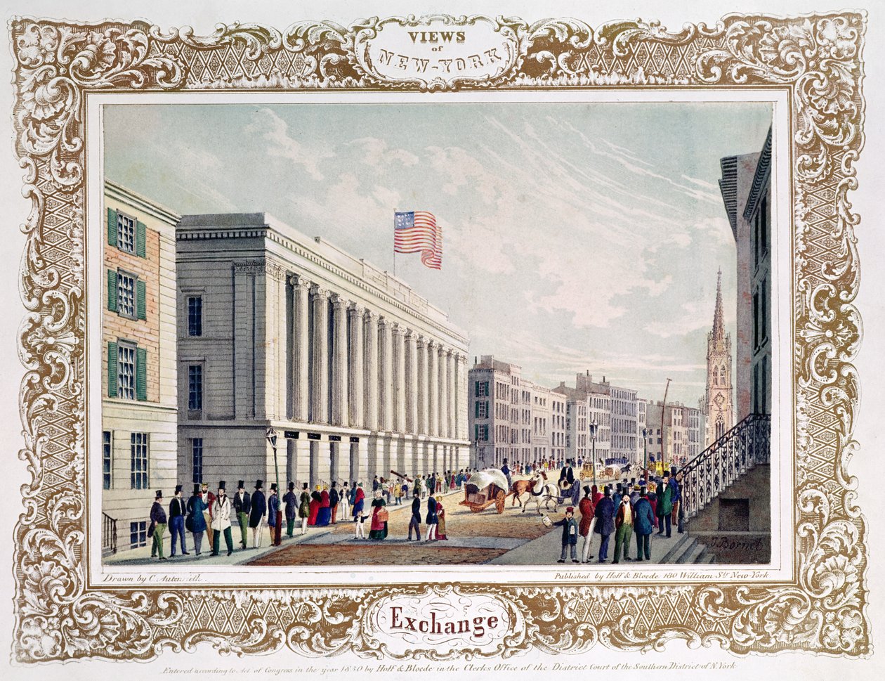 Exchange, New York City, publicado em 1850 de C. Autenrieth