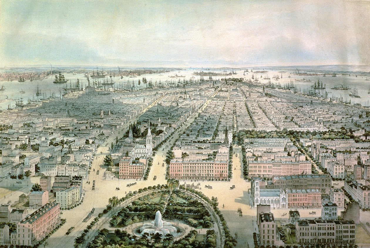 New York que olha para o sul de Union Square, bar. por John Bachman, 1849 de C. Bachman