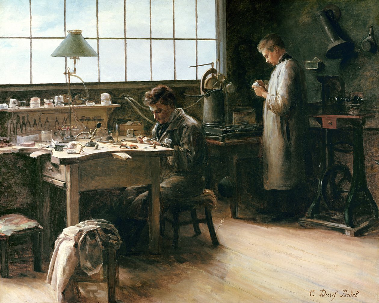 Oficina dos dentes falsos, c.1880 de C. Durif Bedel
