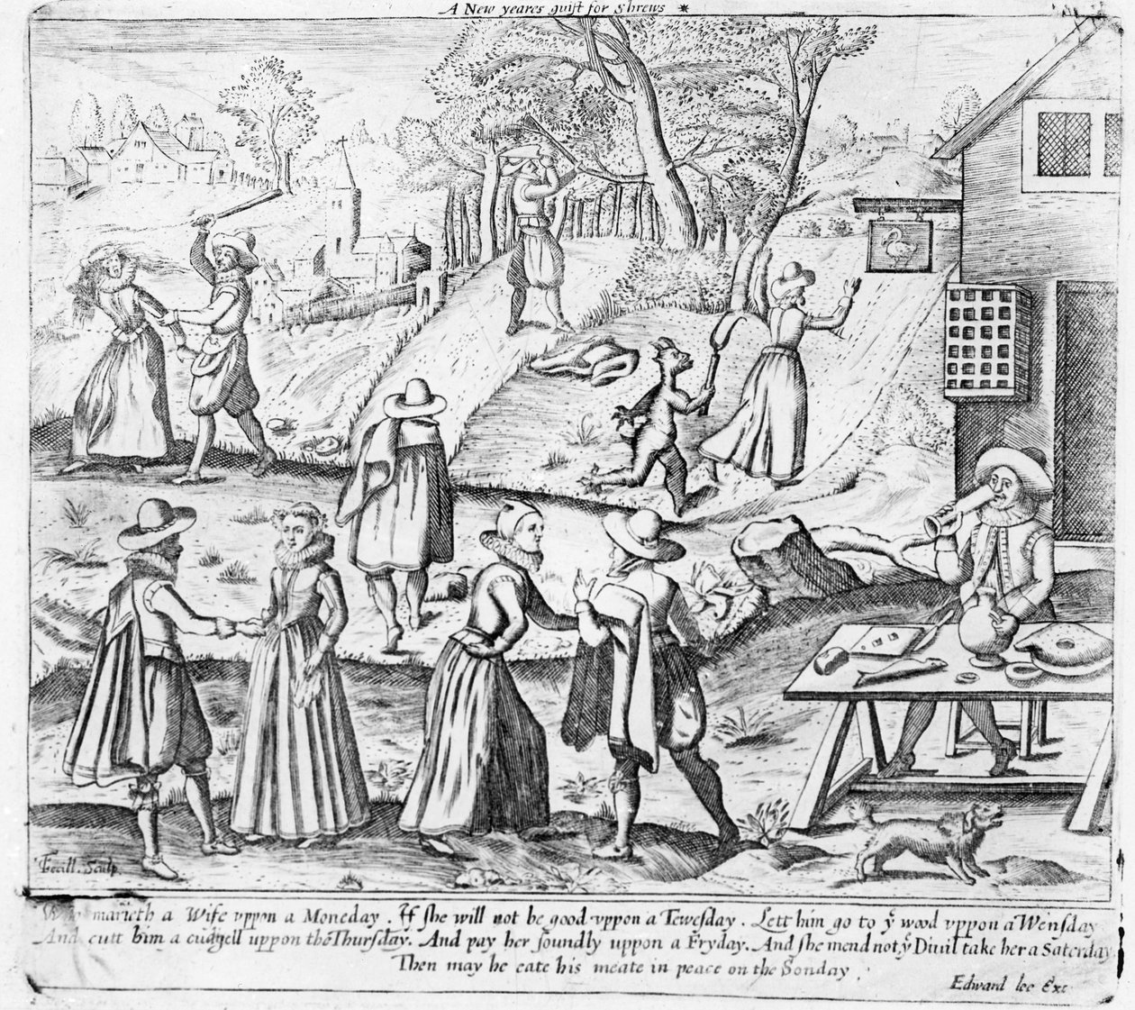 Um presente de ano novo para Shrews, bar. por Edward Lee, c.1620 de C. Terill