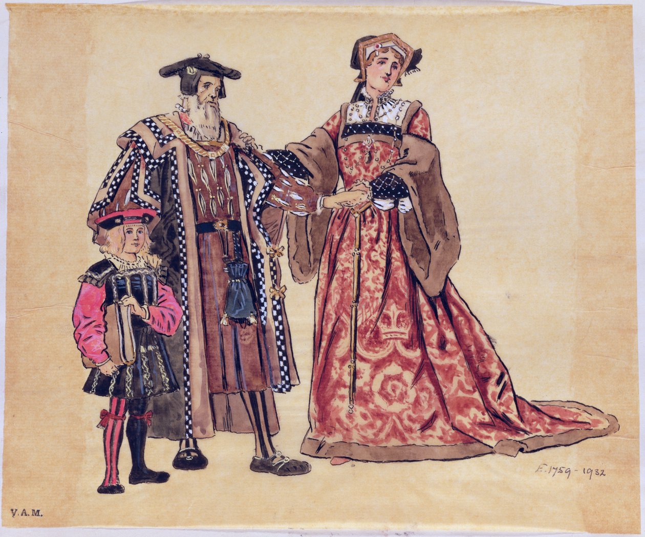 Rosalind e o Velho Duque, figurino para As You Like It, produzido por R. Courtneidge no Princes Theatre, em Manchester de C. Wilhelm