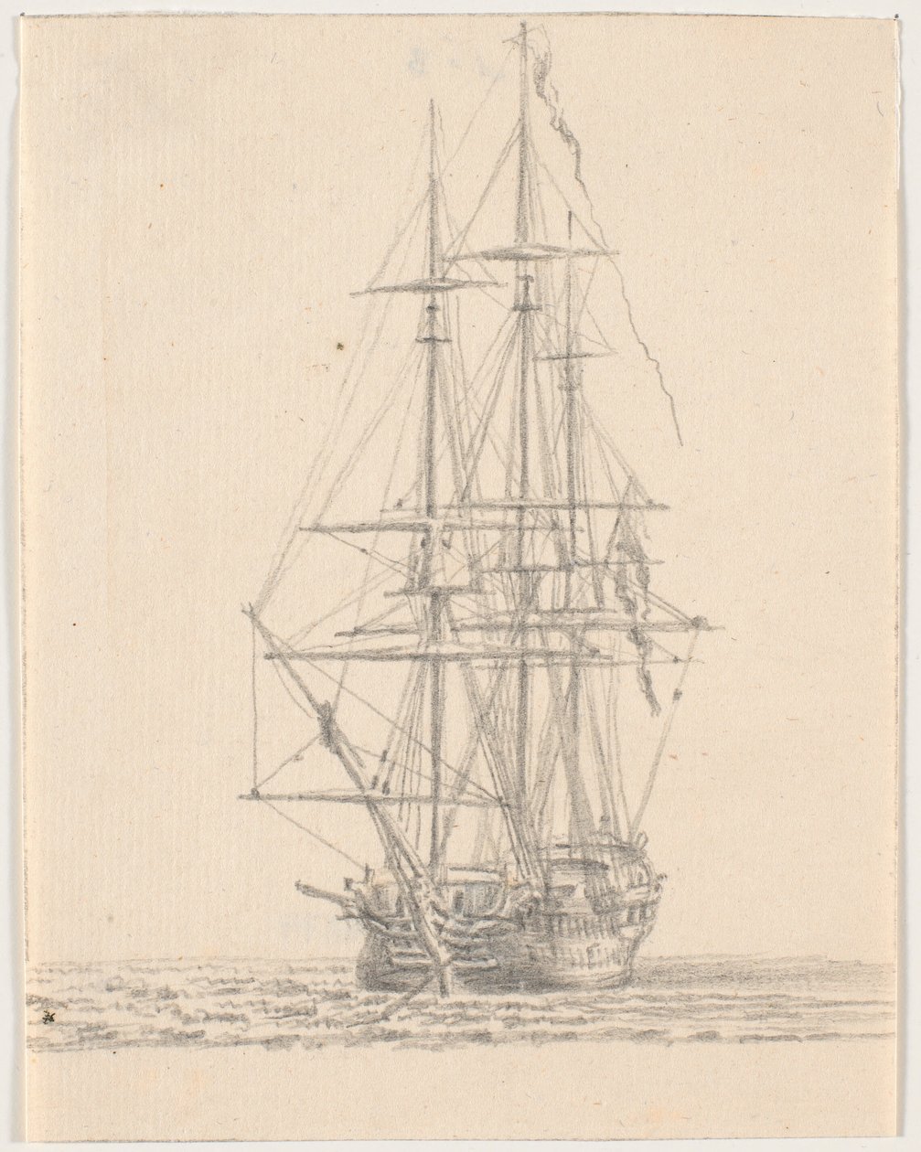 Navio da marinha com velas enroladas de C.A. Lorentzen