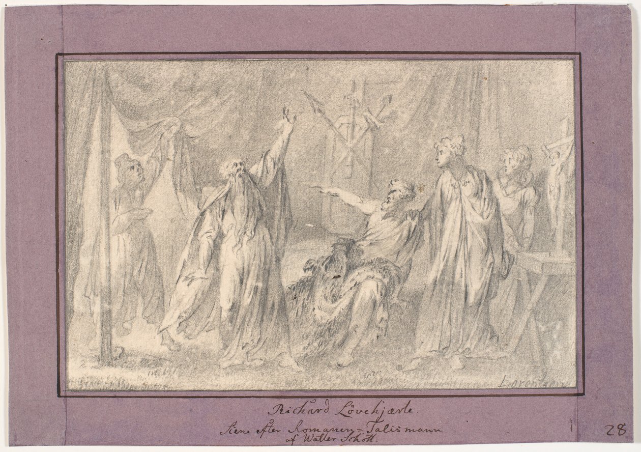 Ricardo Coração de Leão. Cena do romance "O Talismã" (1825) de Walter Scott de C.A. Lorentzen