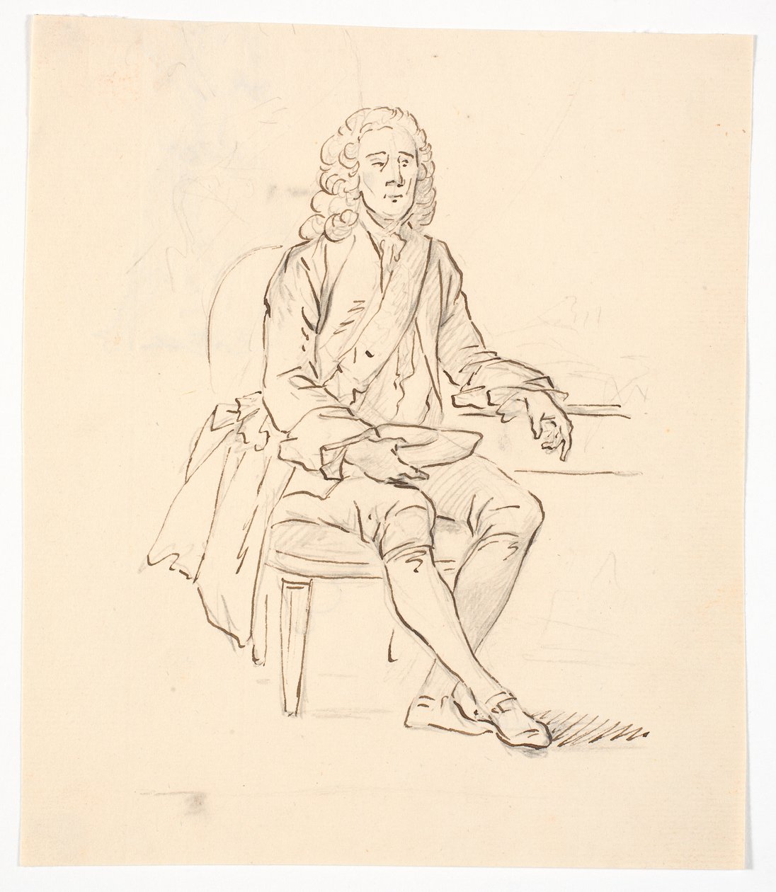 Cavalheiro sentado com peruca e fita de C.A. Lorentzen