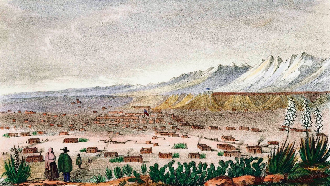 Santa Fé, Novo México, cerca de 1848. (imprimir) de C.B. Graham