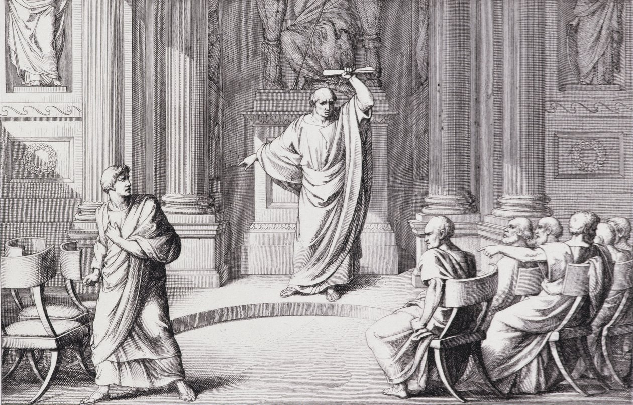Cícero Denunciando Catilina, gravado por B.Barloccini, 1849 de C.C Perkins
