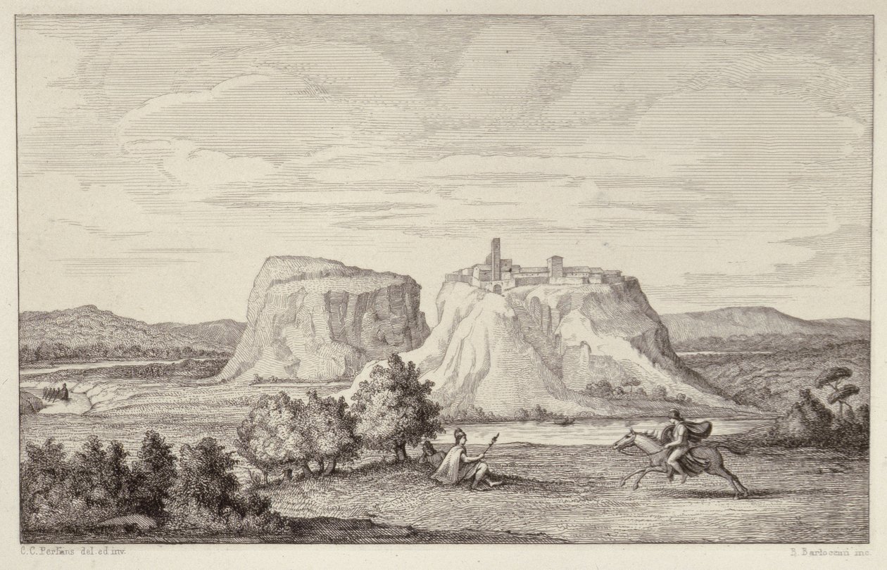 Vista imaginária da Roma Antiga, gravada por B.Barloccini, 1849 de C.C Perkins