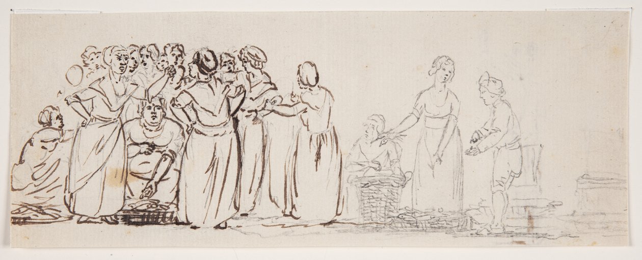 Esboce com esposas e comerciantes de pescadores. de C.D. Fritzsch