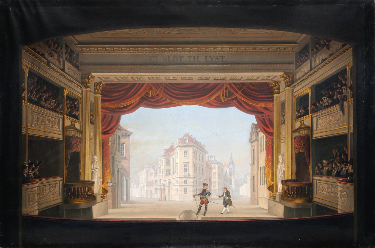 O interior do Real teatro durante a produção de Jacob v. Thyboe de C.F. Christensen