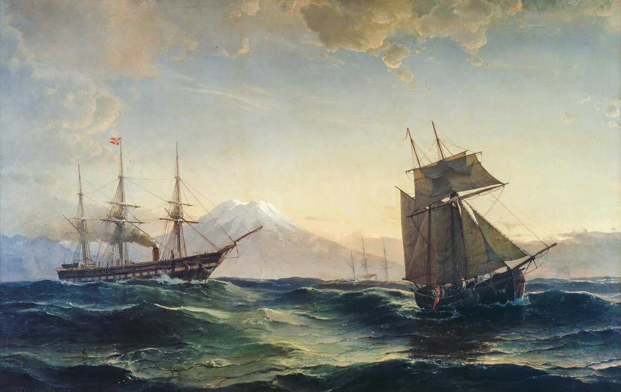 Navios ao largo da costa da Islândia de C.F. Sørensen