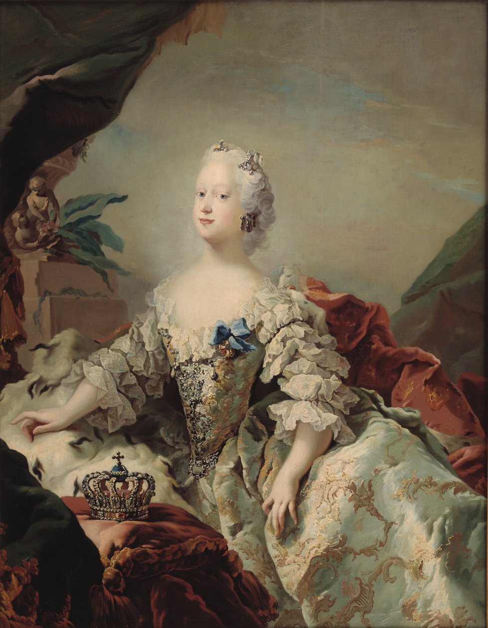 Louise, primeira rainha de Frederik V em suas vestes de coroação de C.G. Pilo