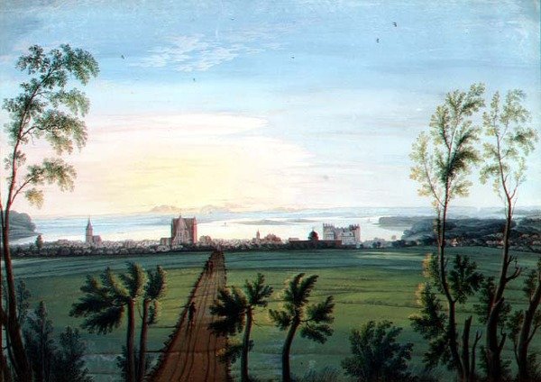 A View of Schwerin, Manhã (aguarela) de C.H. Nipperdey