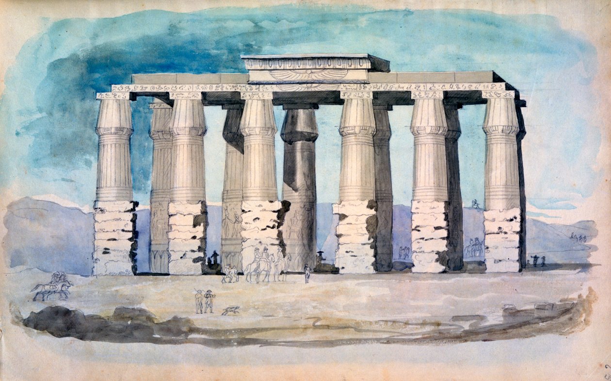 Antigo templo egípcio, Egito, século XIX de CH Smith