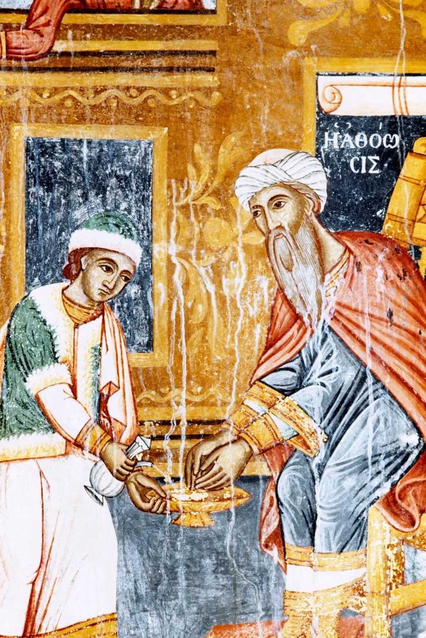 Fresco no mosteiro de Mikro Sotiris, ilha de Symi, Grécia (foto) de J.B. and Brown J. Rowbotham
