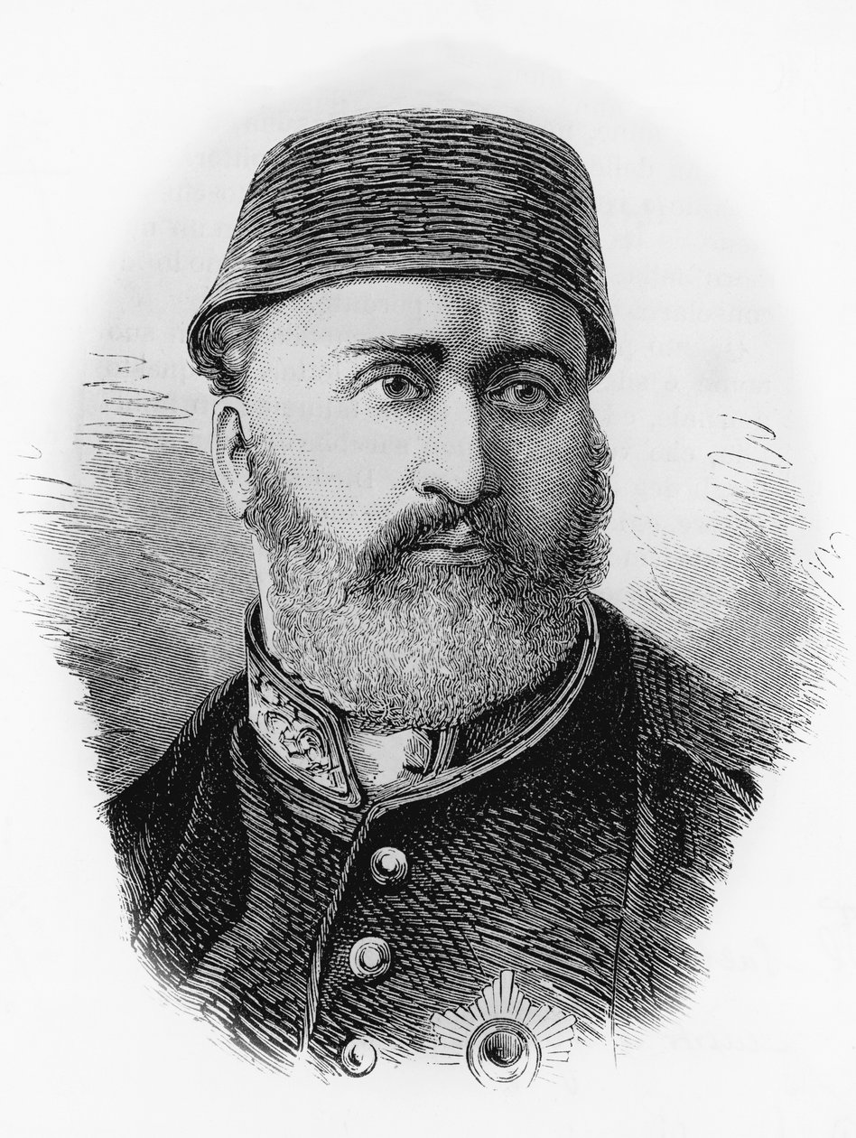 Retrato de Abdulaziz (1830-1876), 32º Sultão do Império Otomano de 1861, gravura de J.B. and Brown J. Rowbotham