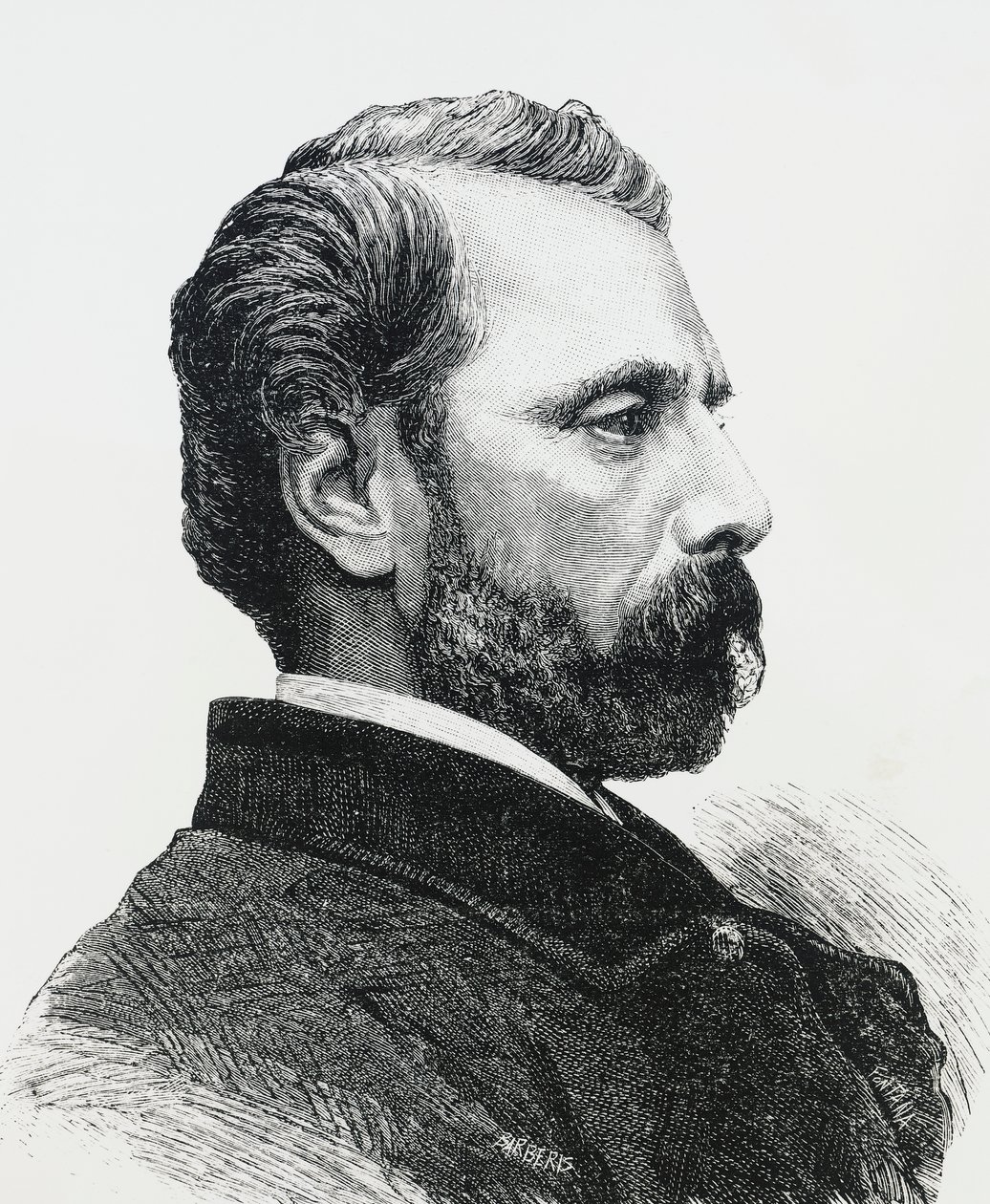 Retrato de Agostino Bertani (1812-1886) em 1860, médico e patriota italiano, gravura de J.B. and Brown J. Rowbotham