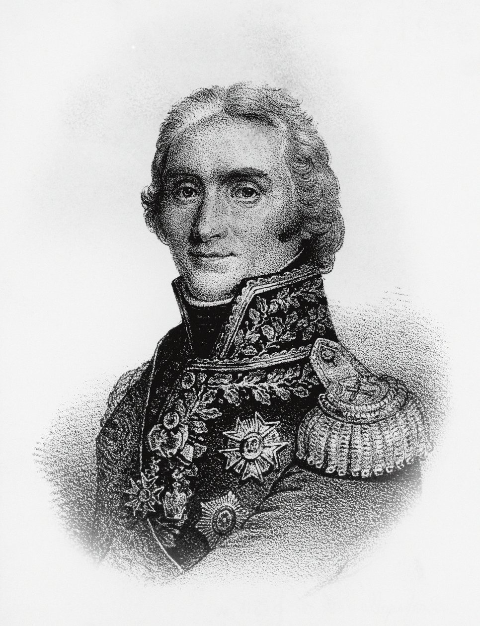 Retrato de André Massena (1758-1817), ducado de Rivoli, príncipe de Essling, e Marechais do Império Francês, gravura de J.B. and Brown J. Rowbotham