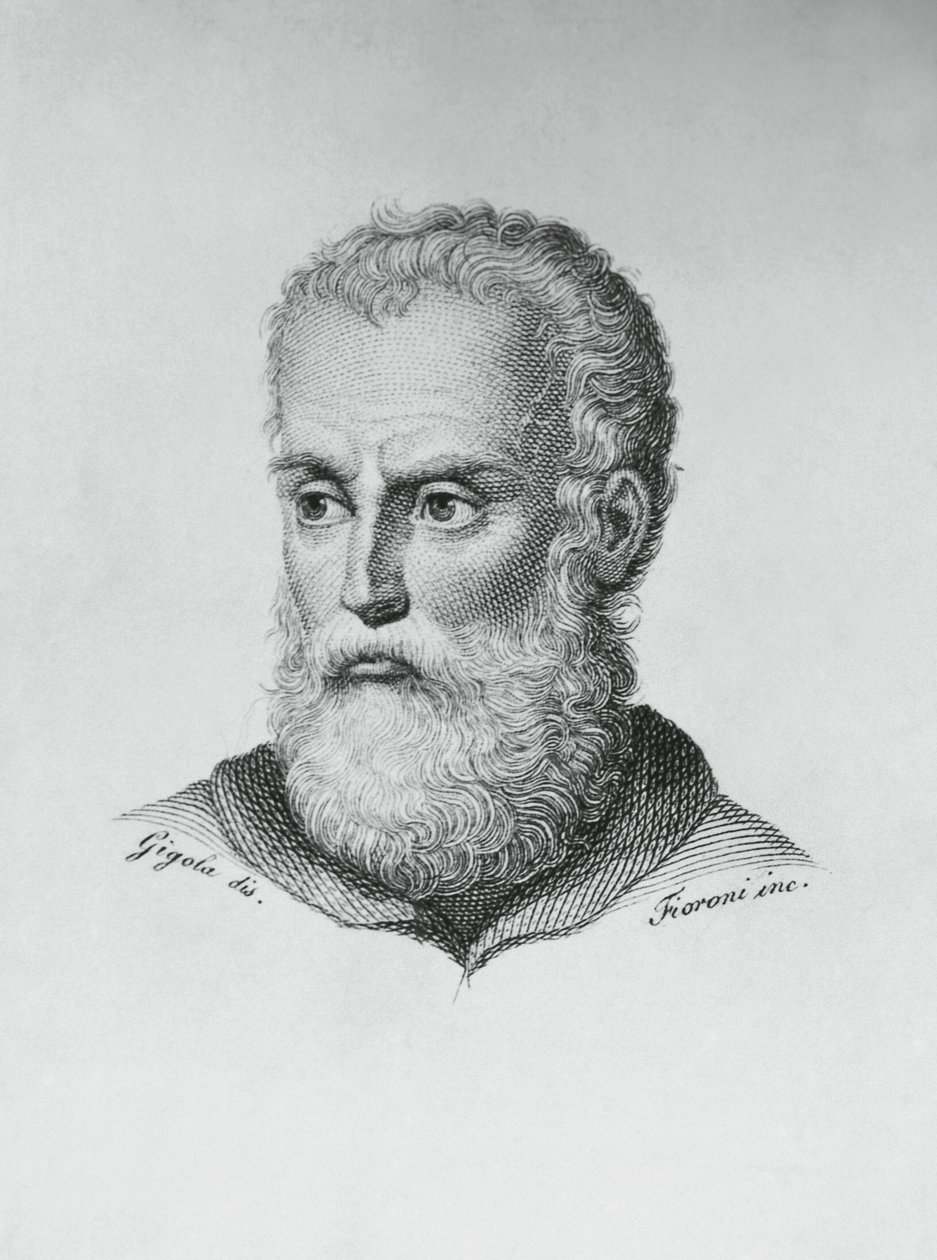 Retrato de Annibale Caro (1507-1566), escritor e poeta italiano, gravura de Ado Fioroni (ativo 1812-1833) após desenho de Giovanni Battista Gigola (1767-1841) de J.B. and Brown J. Rowbotham