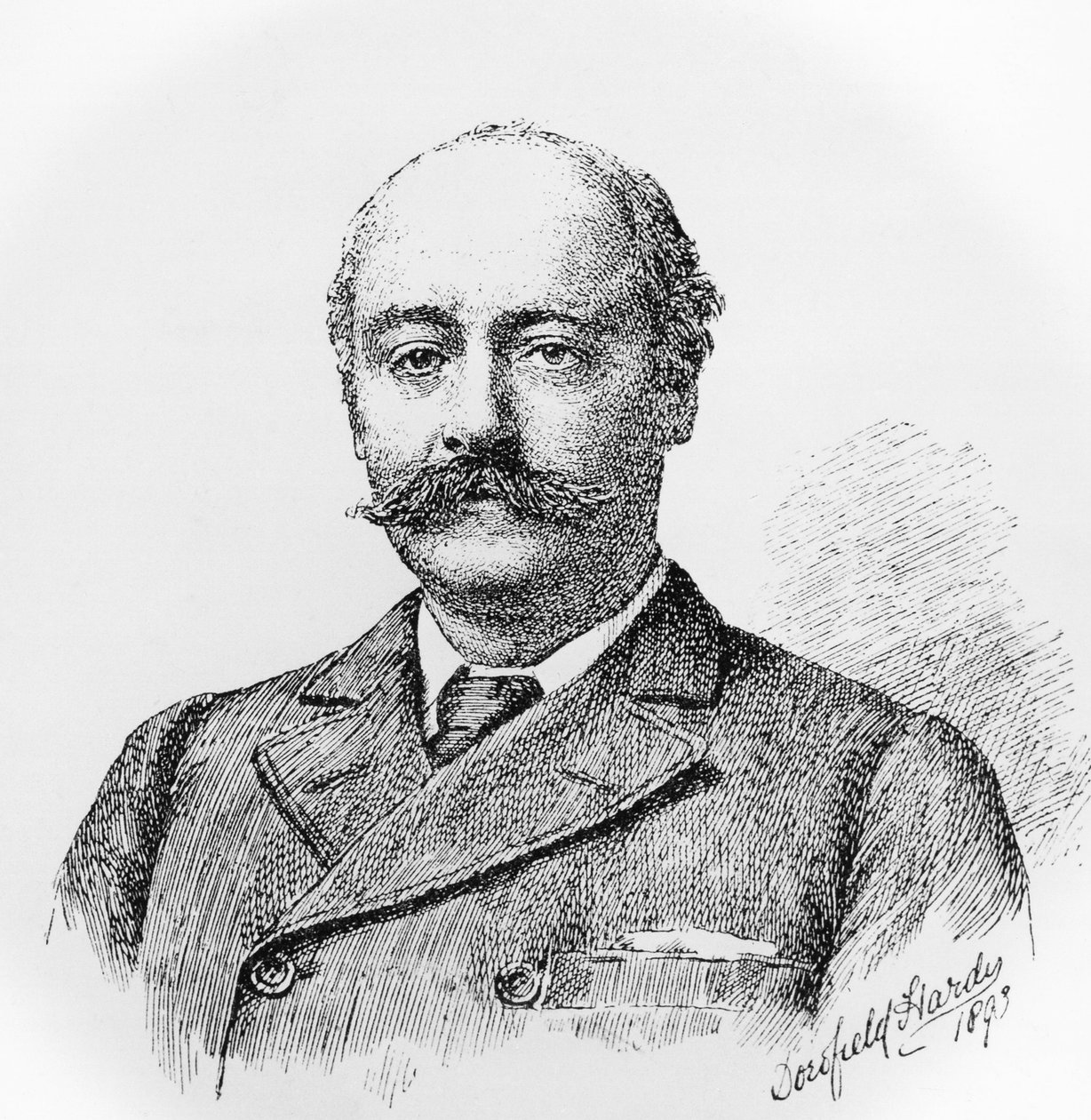 Retrato de Sir Charles Hubert Hastings Parry (1848-1918), compositor, professor e historiador de música inglês, gravura após desenho de Dorofield Hardy (1853-1937) de J.B. and Brown J. Rowbotham