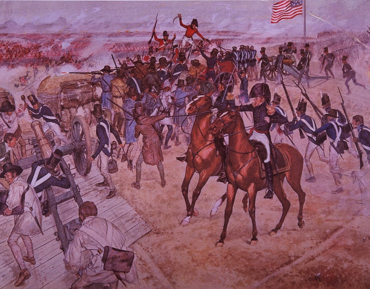 A Batalha de Nova Orleans (cor litho) de J.B. and Brown J. Rowbotham