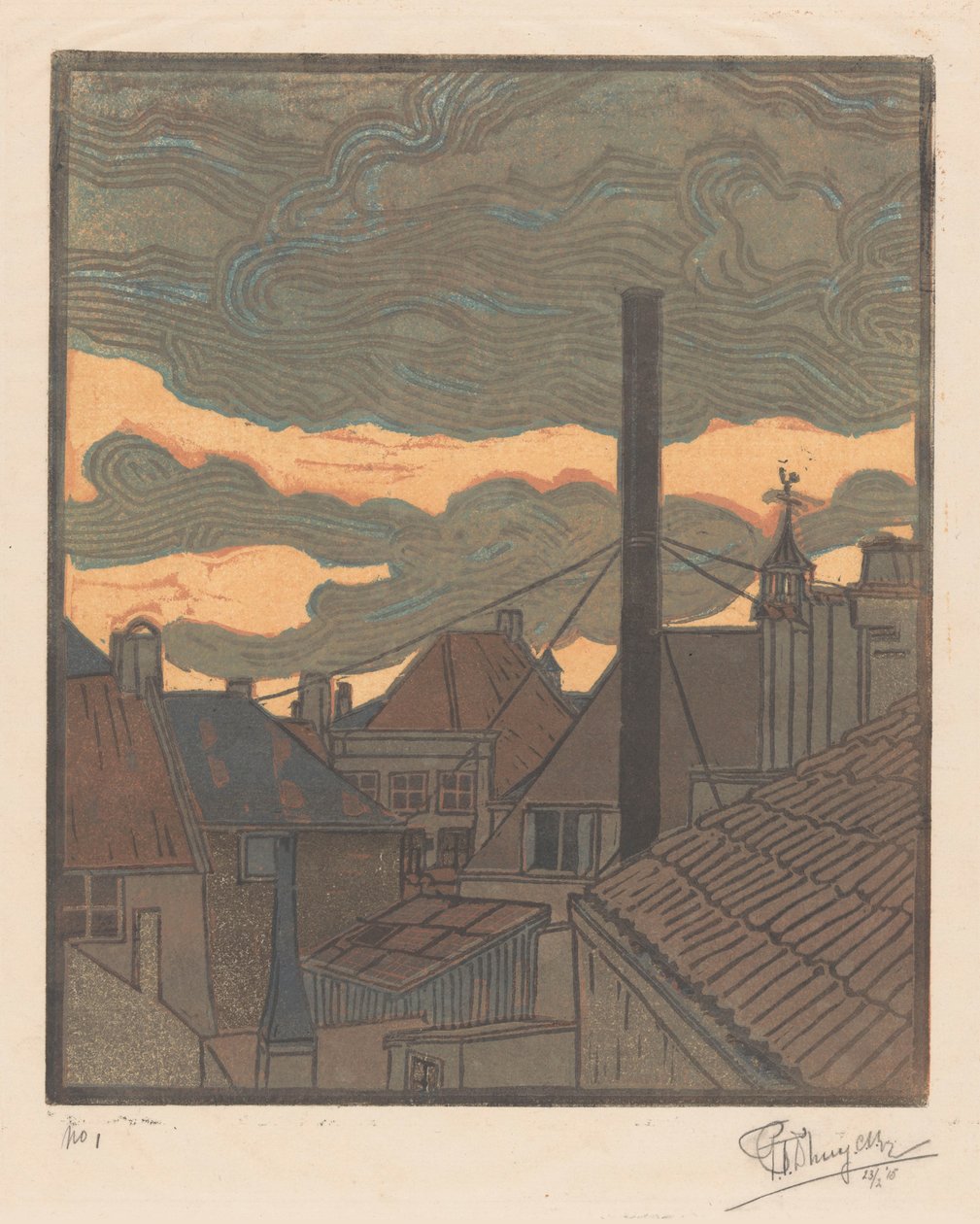 Telhados e chaminés em Middelburg de C.H. d