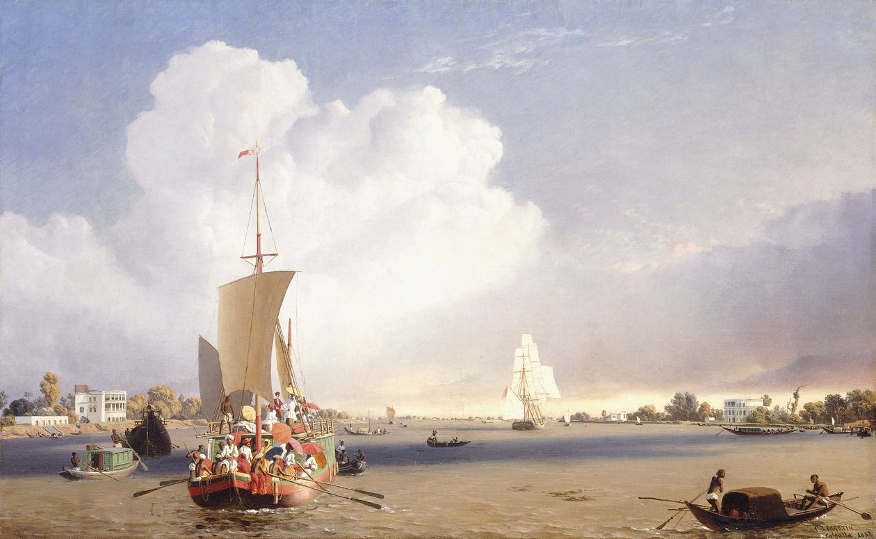 Envio no rio Hooghly, Calcutá, 1852 de C.J. Martin