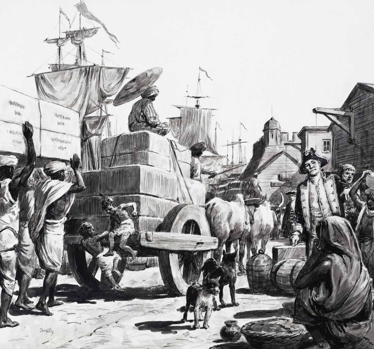 A Entrega de mercadorias nos armazéns da Companhia das Índias Orientais de C.L. Doughty